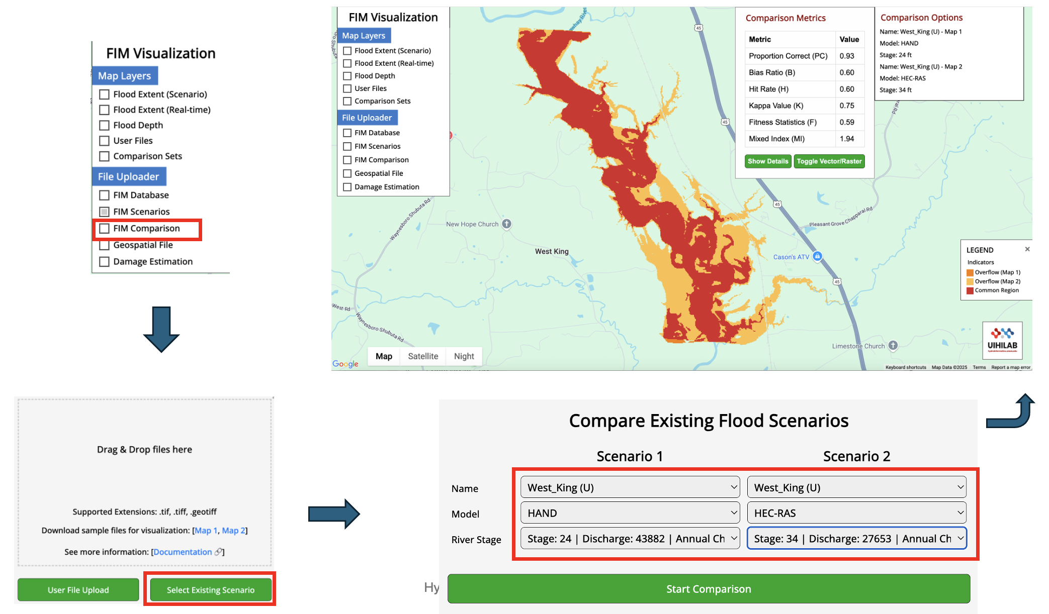 Comparison of flood maps