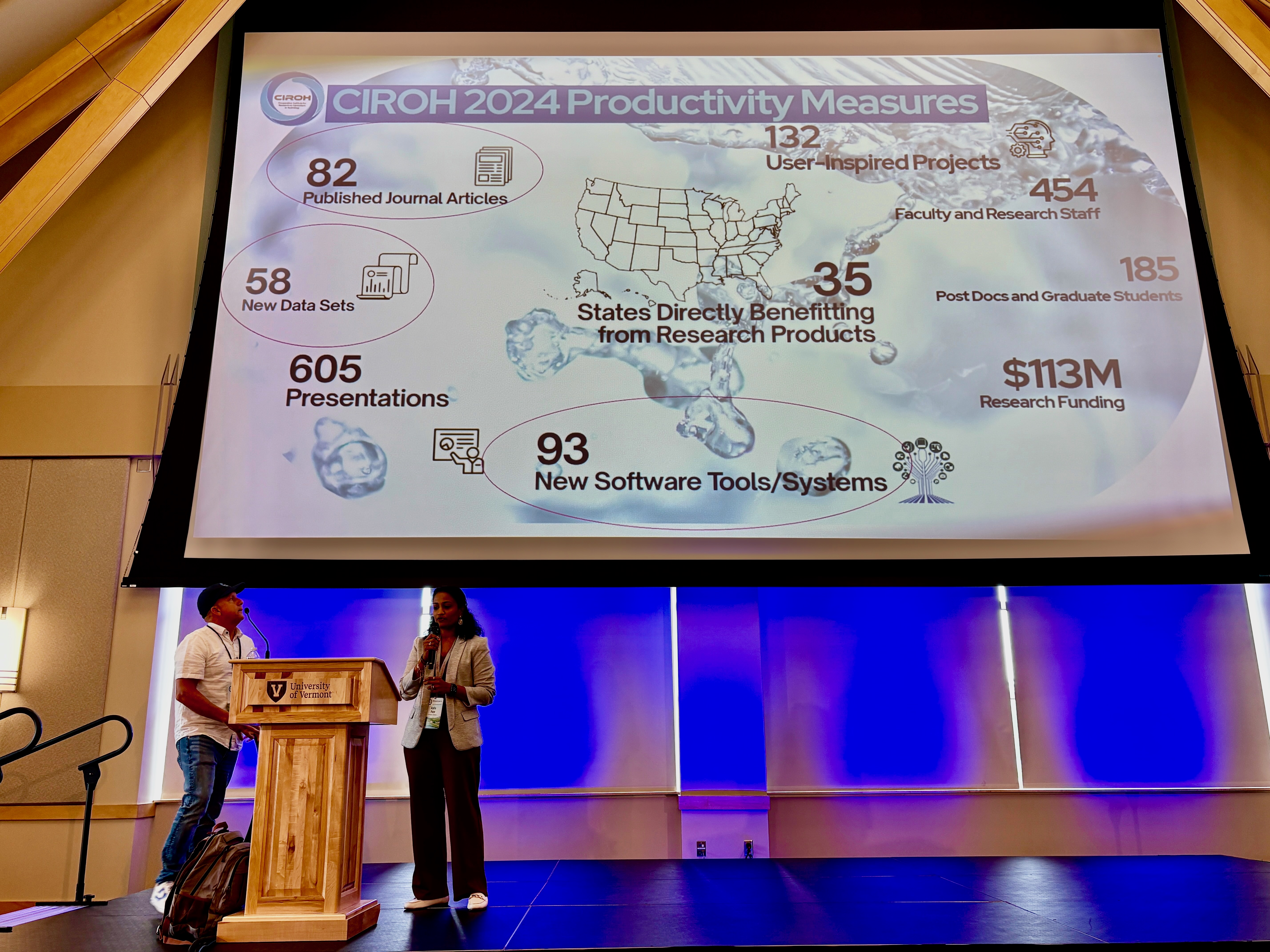 Arpita Patel and Dan Ames presenting their plenary keynote at CIROH DevCon 2025.