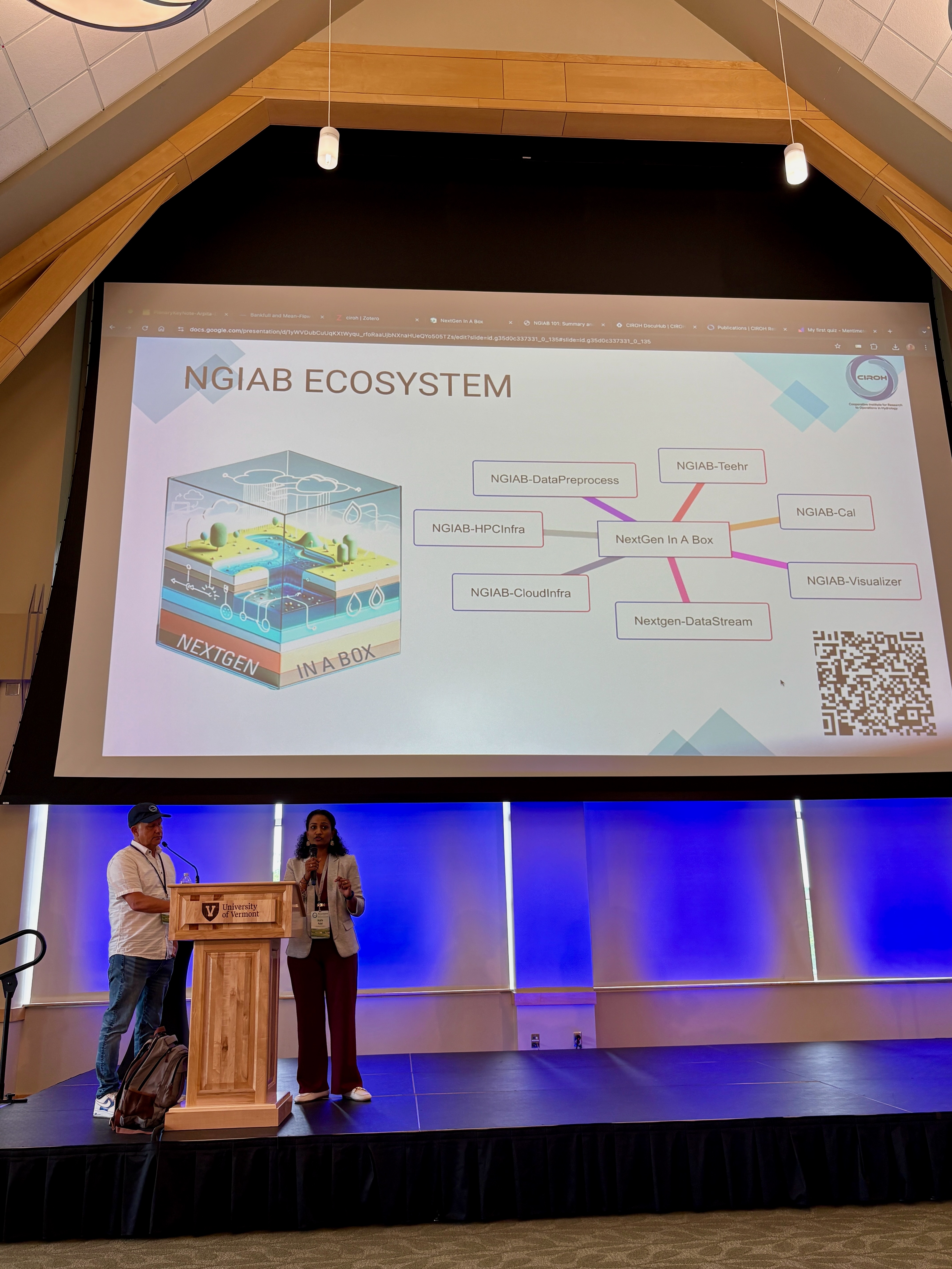 Arpita Patel and Dan Ames presenting their plenary keynote at CIROH DevCon 2025.