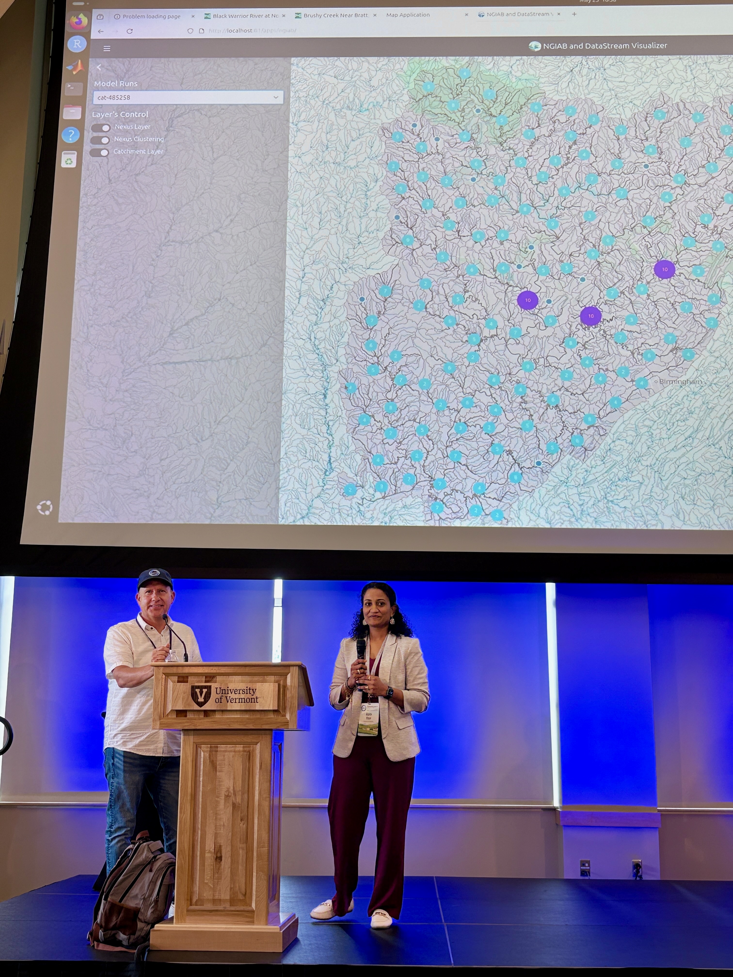 Arpita Patel and Dan Ames presenting their plenary keynote at CIROH DevCon 2025.