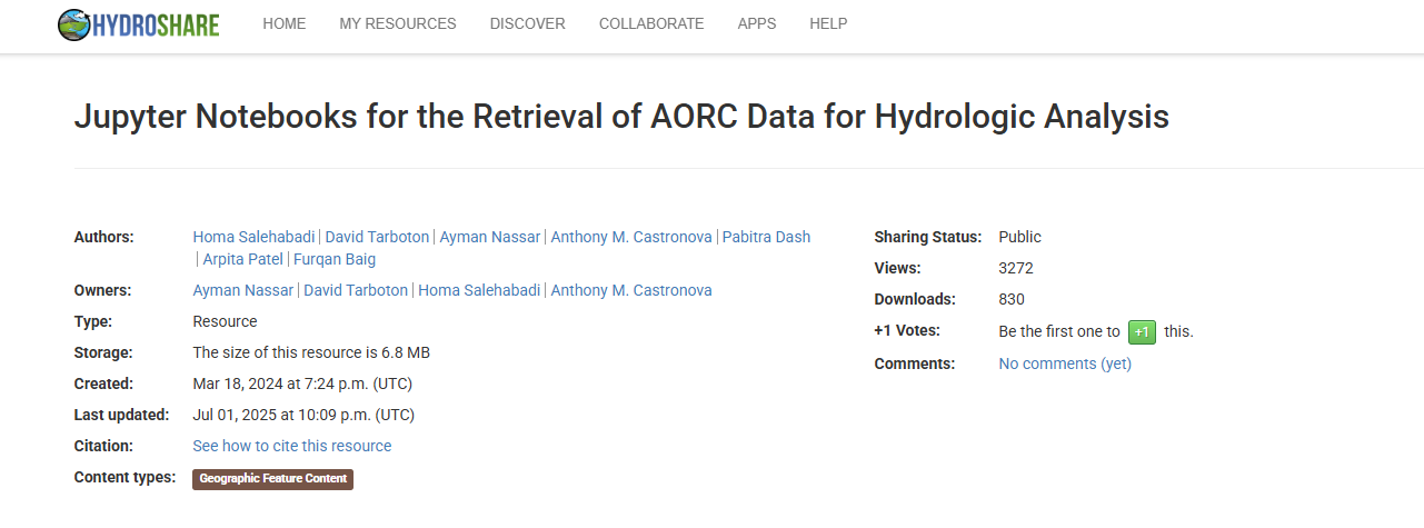 AORC Data in Your Hands: User-Friendly Jupyter Notebooks for Data Retrieval and Analysis via CIROH-2i2c JupyterHub Notebooks